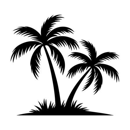 silhouette of palm trees icon over white background, vector illustrationのイラスト素材
