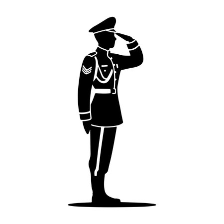 silhouette of police officer standing on white background vector illustration designのイラスト素材