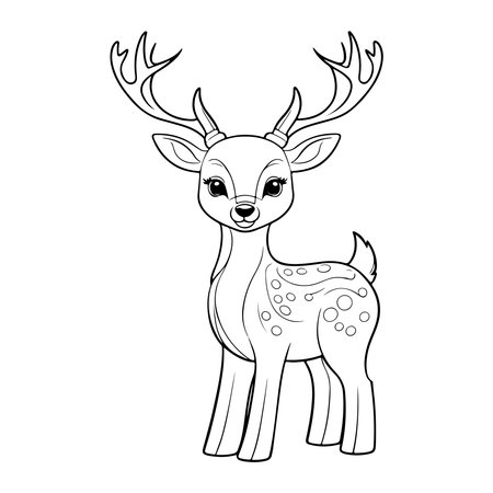 Cute cartoon deer. Vector illustration. Isolated on white background.のイラスト素材