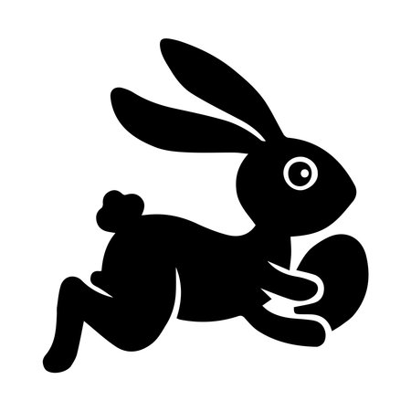 cute rabbit animal isolated icon vector illustration designicon silhouette black and whiteのイラスト素材
