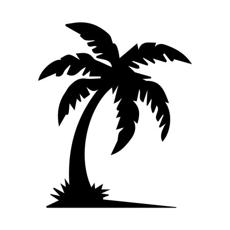 silhouette of palm tree icon over white background, vector illustrationのイラスト素材