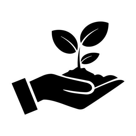 hand holding a sprout plant ecology icon. Isolated and flat illustration. Vector graphicのイラスト素材
