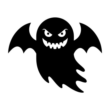 halloween black silhouette of spooky bat isolated icon vector illustration designのイラスト素材