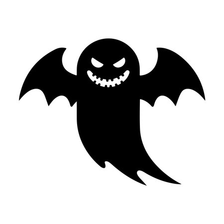 ghost halloween icon vector illustration design graphic flat style black and whiteのイラスト素材