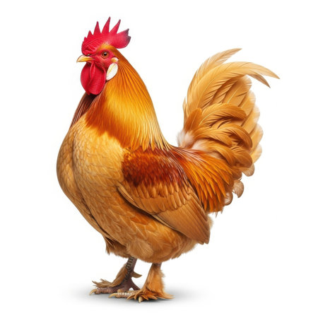 Rooster isolated on a white background. Clipping path included.の素材