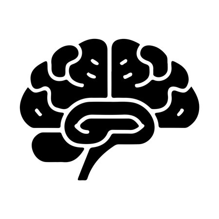 Human brain black icon, concept illustration, vector flat symbol, glyph sign.のイラスト素材
