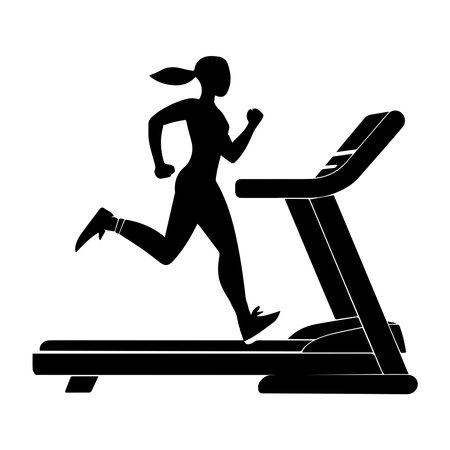 woman running on a treadmill icon image vector illustration design  black and whiteのイラスト素材