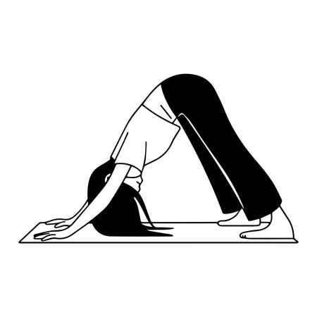 woman practicing yoga position avatar cartoon character black and white vector illustration graphic designのイラスト素材