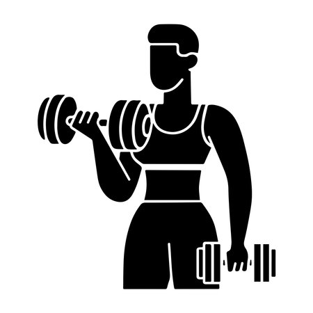 athletic woman lifting dumbbells vector illustration design silhouette styleのイラスト素材