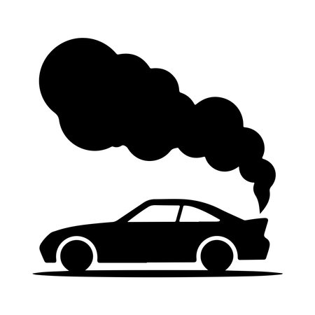 car silhouette with smoke over white background. ecology concept. vector illustrationのイラスト素材