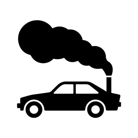 car with smoke silhouette style icon design, Pollution environment dirty danger industry plant chemical and toxic theme Vector illustrationのイラスト素材
