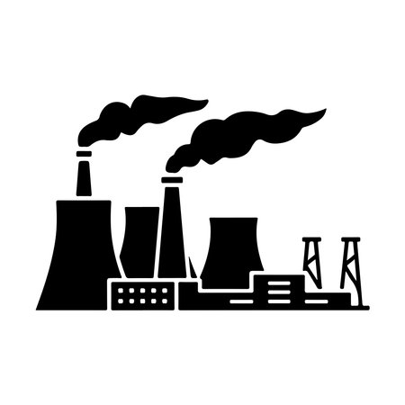factory building icon over white background. ecology concept. vector illustrationのイラスト素材