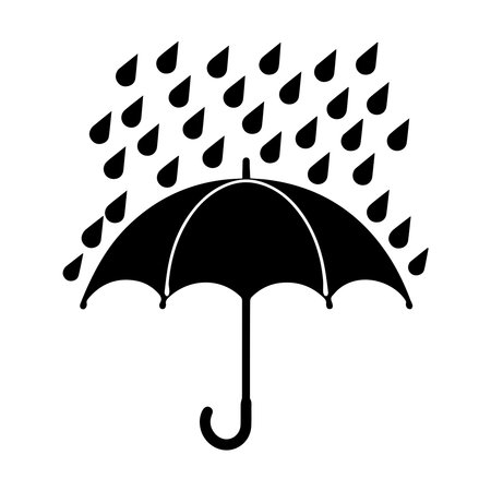 umbrella with rain drops isolated icon vector illustration design  black and whiteのイラスト素材