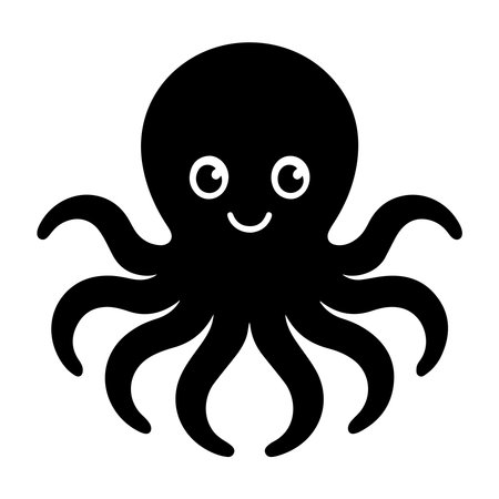 octopus cartoon character isolated icon vector illustration design  black and whiteのイラスト素材
