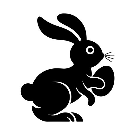 cute rabbit easter isolated icon vector illustration design  black and whiteのイラスト素材