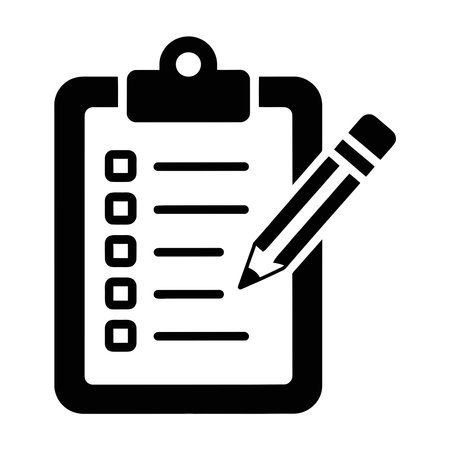 Clipboard with pencil icon, vector illustration. Flat design styleのイラスト素材