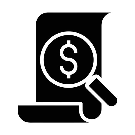 Money search icon vector with magnifying glass symbol in flat color glyph pictogram illustrationのイラスト素材