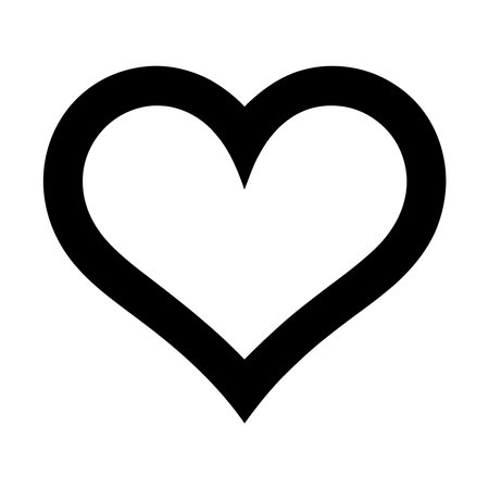 Heart Icon Vector. Flat Black and White Heart Icon Isolated on White Backgroundのイラスト素材