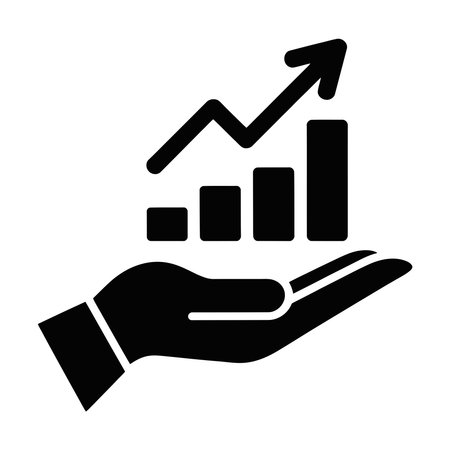 Growth icon vector with hand. Black and white growth illustration.のイラスト素材
