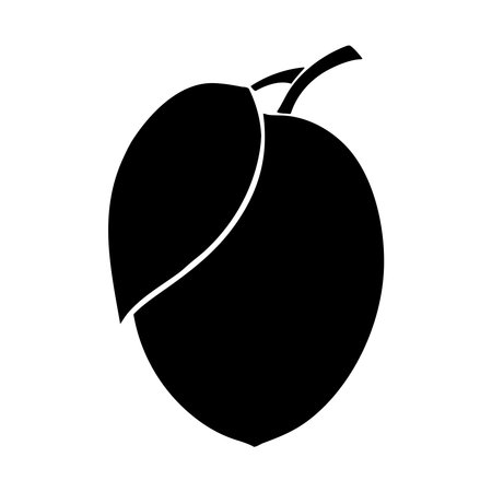 mango fruit icon over white background, vector illustration. silhouette style designのイラスト素材