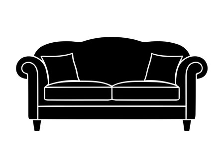 sofa furniture icon image vector illustration design black and white styleのイラスト素材