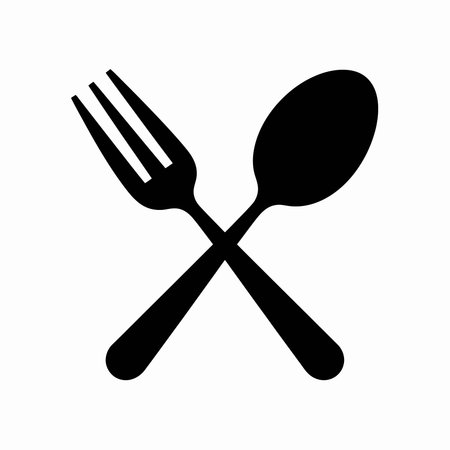 Spoon and fork icon. Food symbol. Flat design style.のイラスト素材