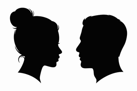 Silhouette of a man and a woman. Vector illustration.のイラスト素材