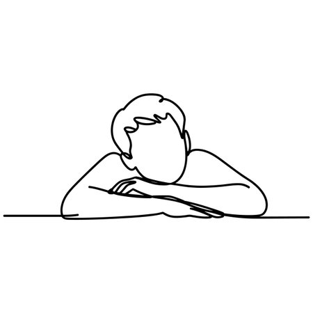 Continuous one line drawing of sleeping man icon. Vector illustration.のイラスト素材