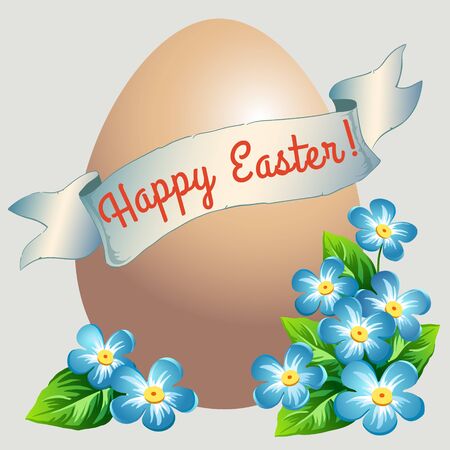 Easter vintage card with egg and ribbon のイラスト素材