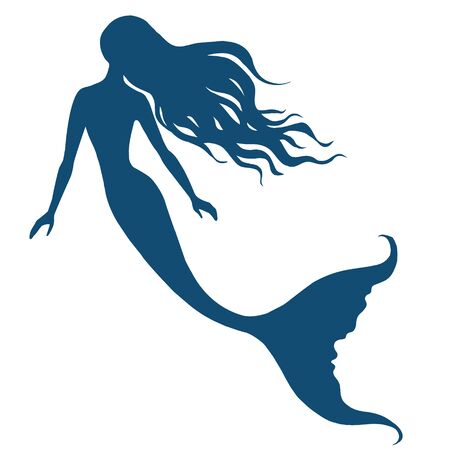 mermaid vector silhouette illustrationのイラスト素材