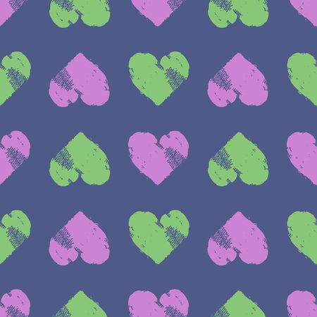 Hand paint acrylic doodle seamless pattern with heartsのイラスト素材