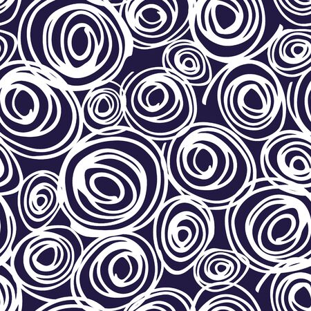 Abstract hand drawn spiral circle element vector seamless patternのイラスト素材