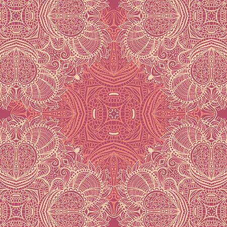 Abstract floral wavy background, symmetric ornament, can use for the design of carpet, neckerchief, shawl, pillow, cushionのイラスト素材