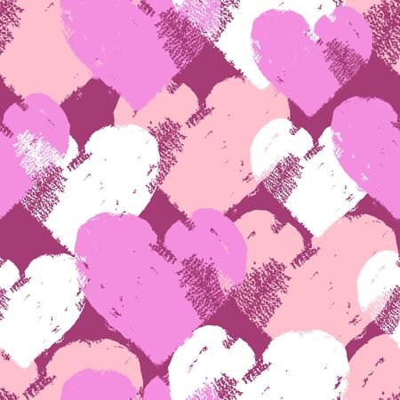 Hand paint doodle seamless pattern with heartsのイラスト素材