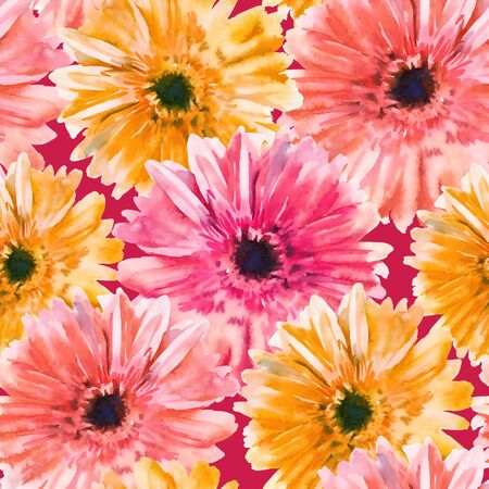 Watercolor hand paint  gerbera seamless pattern.の写真素材