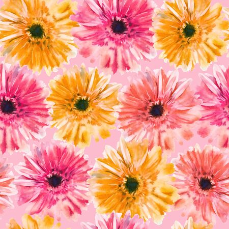 Watercolor hand paint  gerbera seamless pattern.の写真素材
