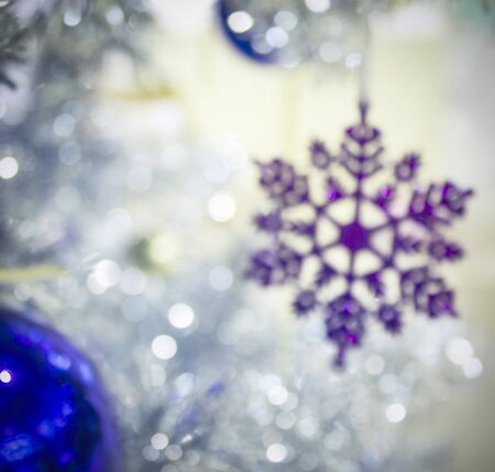 Ð¡hristmas silver tree with decorations snowflake.の写真素材