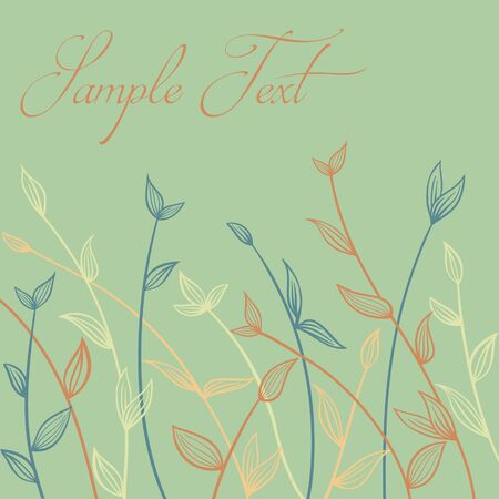 Hand drawn plants, seaweeds, vector decorative simply background.のイラスト素材