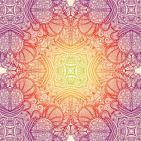 Abstract floral wavy background, symmetric ornament, can use for the design of carpet, neckerchief, shawl, pillow, cushion.のイラスト素材