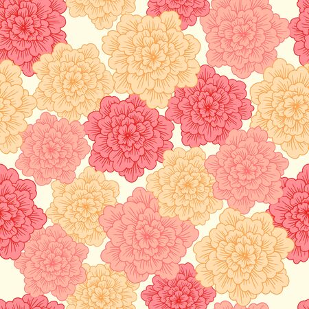 Vector seamless pattern with abstract hand drawn  blooming flowersのイラスト素材