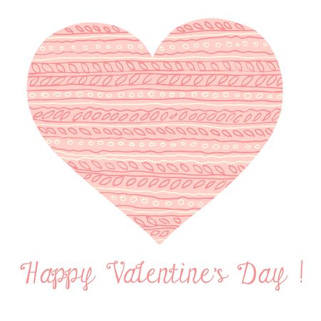 Hand drawn doodle decorative heart, vector illustration, template for romantic greeting card for valentine`s day, invitation, banner, t-shirt design.のイラスト素材