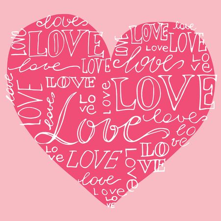 Heart love lettering, hand drawn vector illustrationのイラスト素材