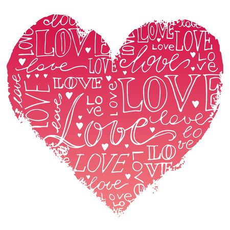 Heart love hand written  lettering, romantic love vector illustration for t-shirt design,  greeting card.のイラスト素材