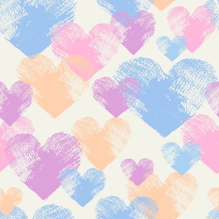 Spray painted acrylic heart in grunge style, vector seamless pattern.のイラスト素材