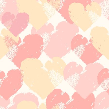 Spray painted acrylic heart in grunge style, vector seamless pattern.のイラスト素材
