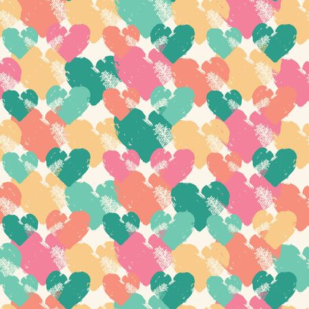 Spray painted acrylic heart in grunge style, vector seamless patternのイラスト素材