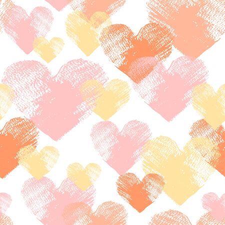 Spray painted acrylic heart in grunge style, vector seamless patternのイラスト素材