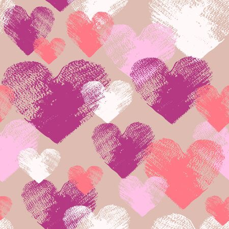Spray painted acrylic heart in grunge style, vector seamless patternのイラスト素材