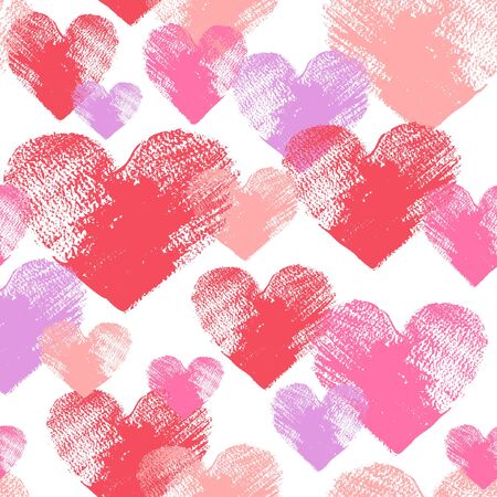 Spray painted acrylic heart in grunge style, vector seamless patternのイラスト素材