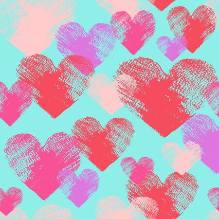 Spray painted acrylic heart in grunge style, vector seamless patternのイラスト素材